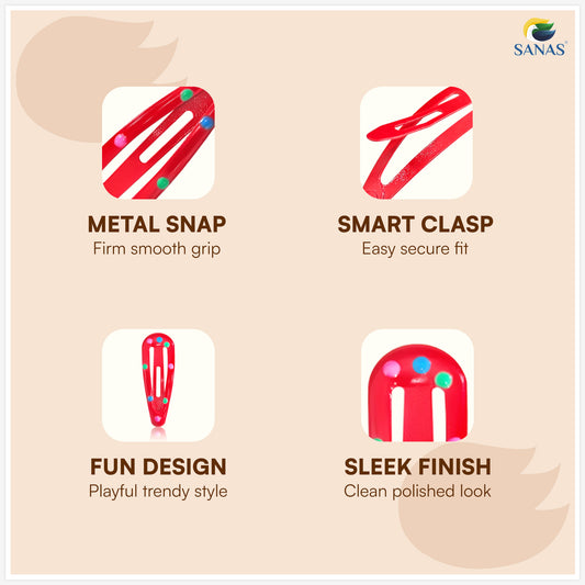 Sanas (24Pcs) Small Tic Tac Hair Clips For Women Stylish Polka Dot Tic Tac Clip For Girls Hair Accessories For Kids Girls Return Gifts Baby Hair Clips For Girls Baby Clips For Kids (Multicolor) (24Pcs)