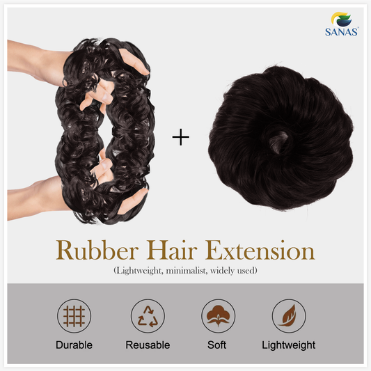 Sanas Rubber Bands Hair Bun Extension Brown - 1Pc