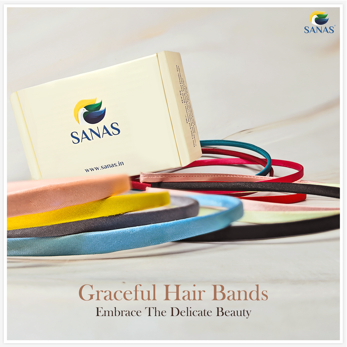 Sanas Satin Colorful Wrapped Headbands - 20Pcs