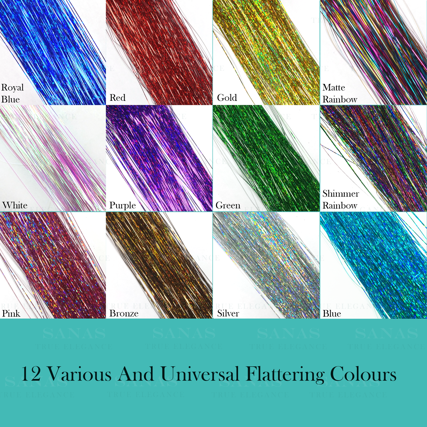 Sanas Glitter Hair Extensions Tinsel - 12Pcs