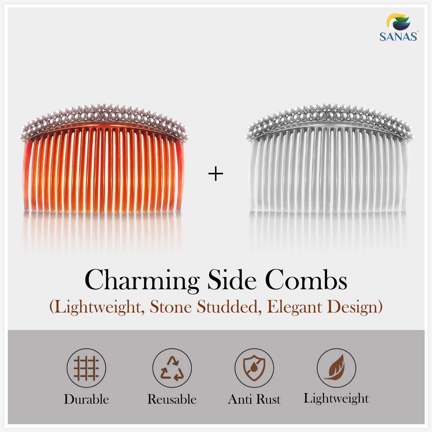 Sanas Pearl Side Hair Comb - 3Pcs