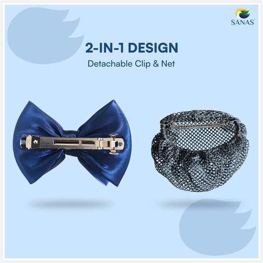 Sanas Hair Clip Juda Net For Women Shiny Blue Mesh Pattern (1Pc)