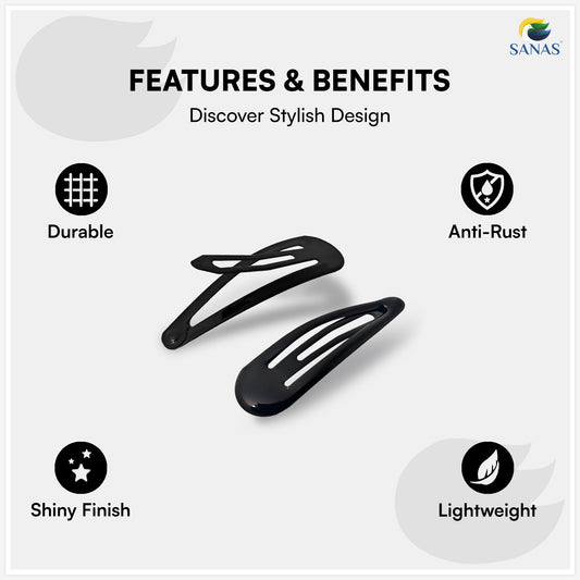 Sanas (30Pcs) Black Tic Tac Hair Clips For Women Stylish Tic Tac Clip For Girls Hair Accessories For Kids Girls Return Gifts Small Tic-Tac Hair Clips For Kids Hair Clip For Girls (Rich Black) (30Pcs)