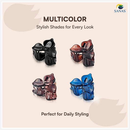 Sanas (4Pcs) Flower Clips For Girls Flower Clips For Women Hair Clips For Women Stylish Clutchers For Hair Claw Clip For Women Aesthetic Fashion Accessories For Girls Teenage (4 Versatile Shades) (4Pcs)