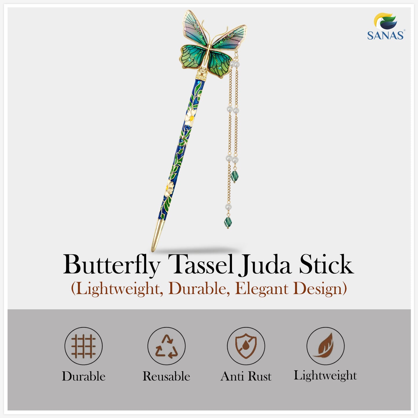 Sanas Resin Butterfly Juda Hair Stick - 1Pc