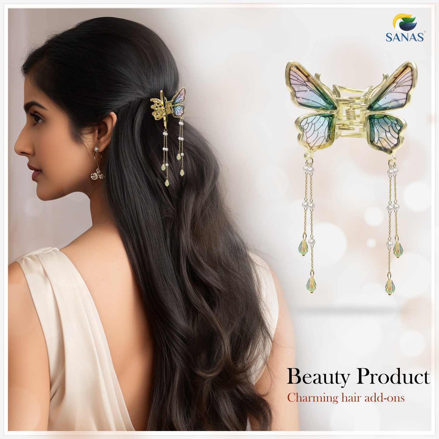 Sanas Resin Tassel Butterfly Hair Clip 1Pc