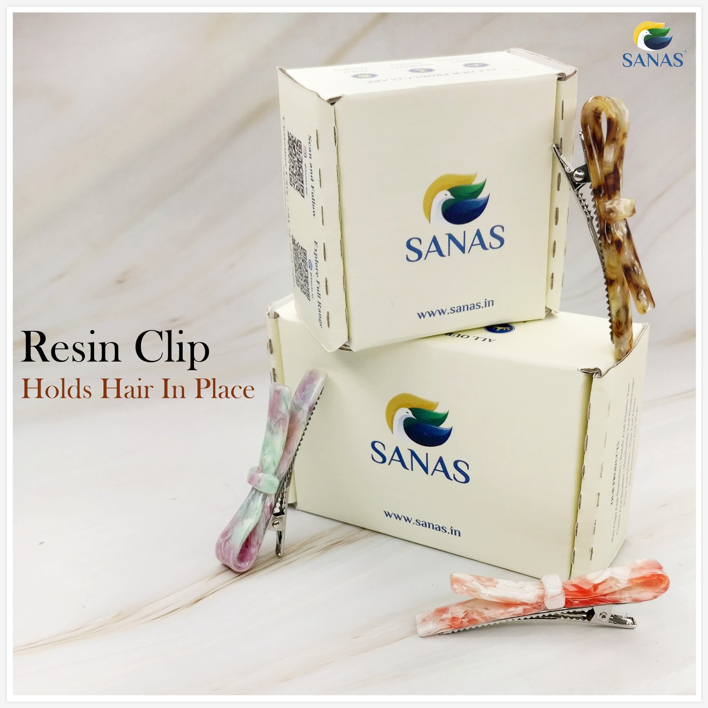 Sanas Resin Bow Knot Hair Clip Set 3Pcs