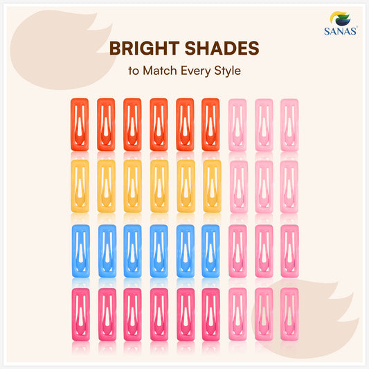 Sanas (36Pcs) Small Tic Tac Hair Clips For Women Stylish Trendy Tic Tac Clip For Girls Hair Accessories For Kids Girls Return Gifts Baby Hair Clips For Girls Baby Clips For Kids (Mixed Colors) (36Pcs)