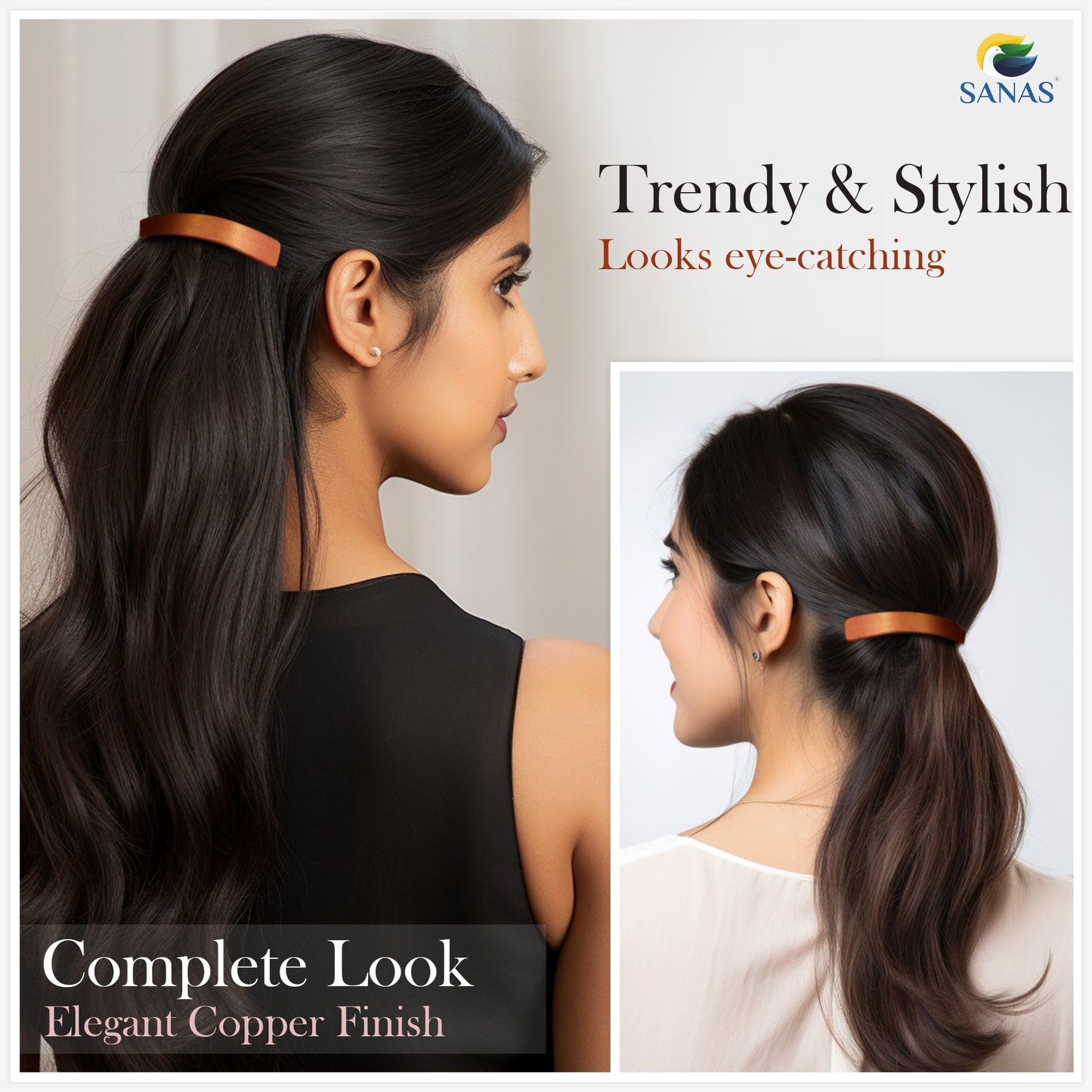 Sanas Metal Copper Hair Clip - 1Pc