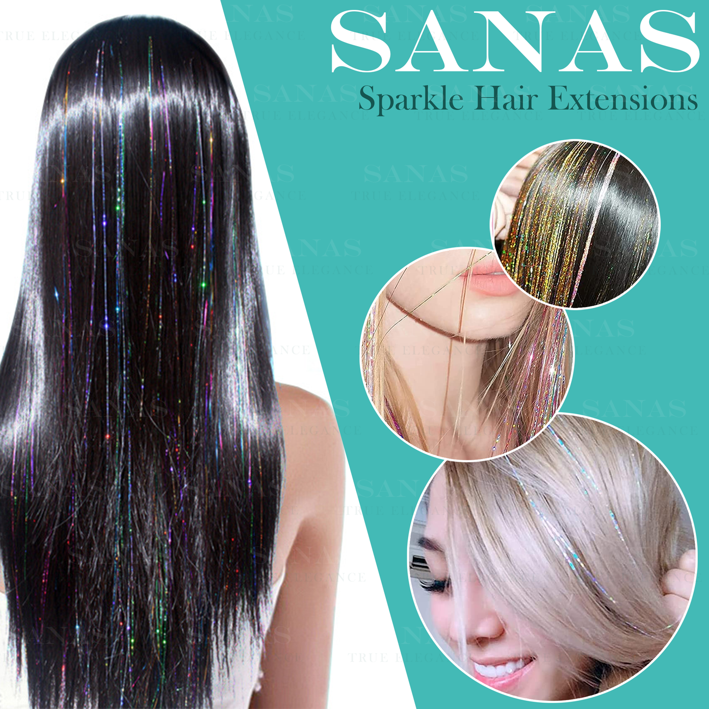 Sanas Glitter Hair Extensions Tinsel - 12Pcs