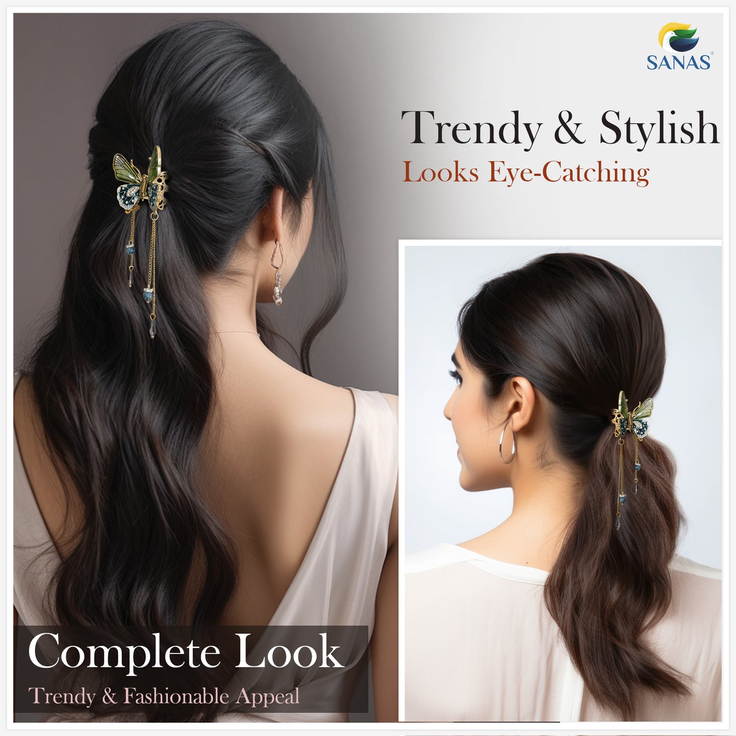 Sanas Resin Butterfly Hair Clip - 1Pc