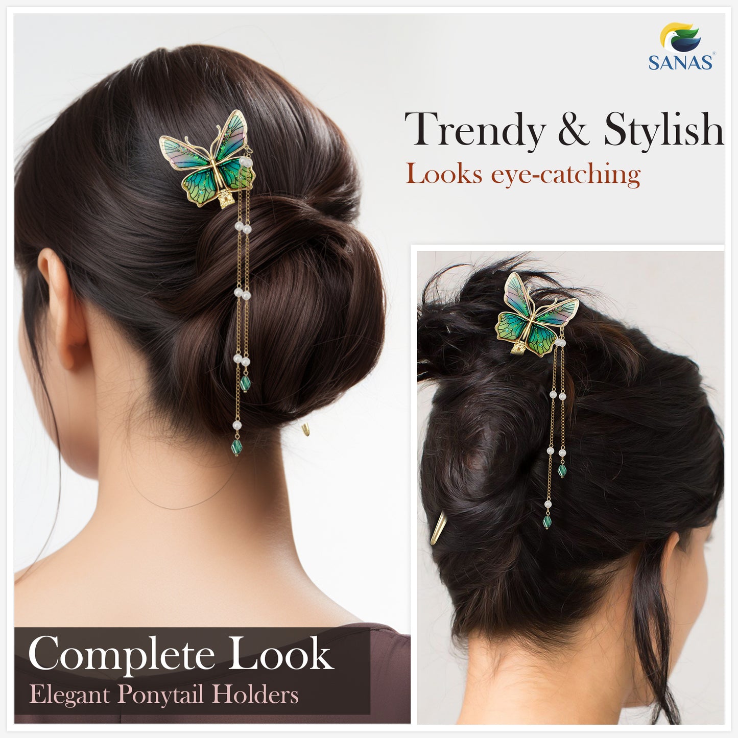 Sanas Resin Butterfly Juda Hair Stick - 1Pc