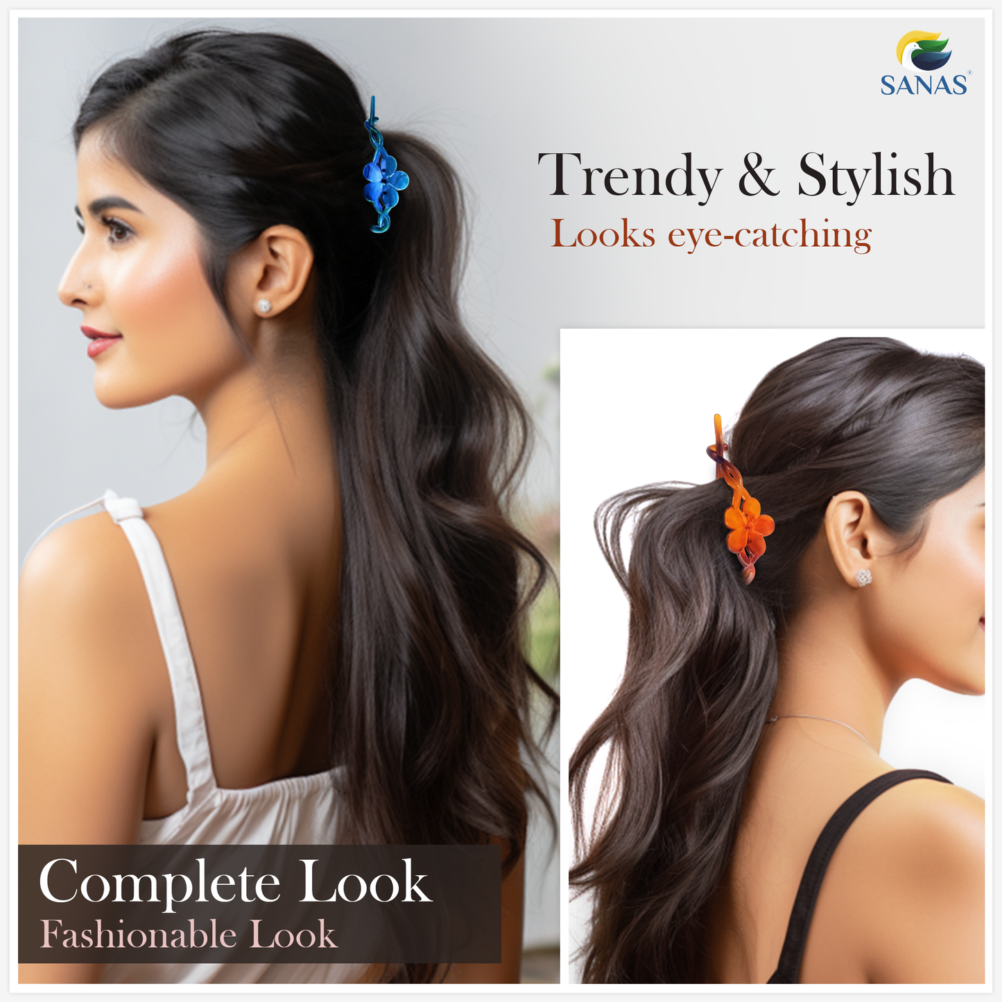 Sanas Flower Twisted Hair Clip - 4Pcs