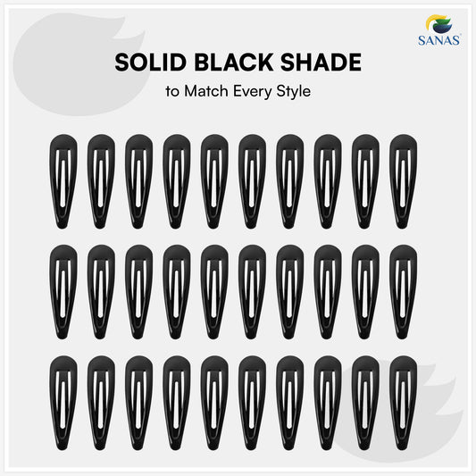 Sanas (30Pcs) Black Tic Tac Hair Clips For Women Stylish Tic Tac Clip For Girls Hair Accessories For Kids Girls Return Gifts Small Tic-Tac Hair Clips For Kids Hair Clip For Girls (Rich Black) (30Pcs)