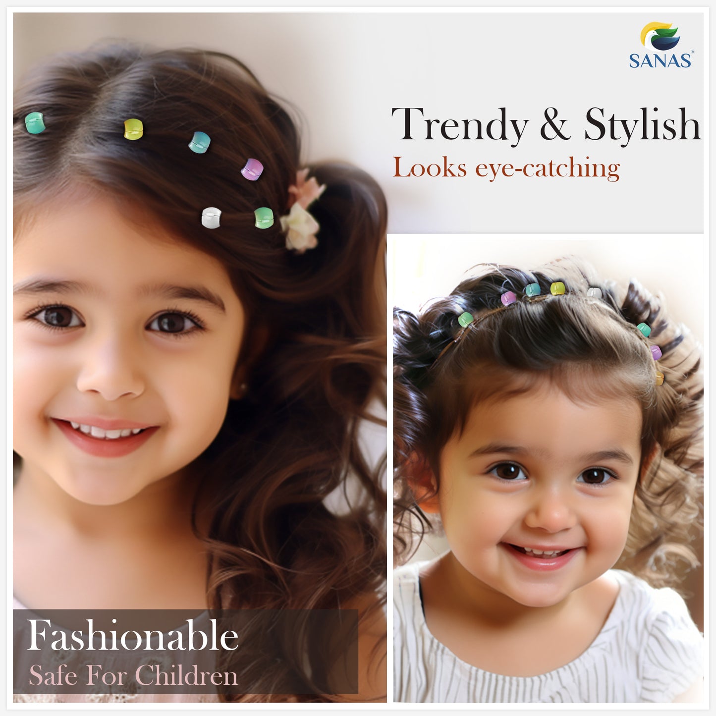 Sanas Cute Beads Baby Hair Clip - 100Pcs