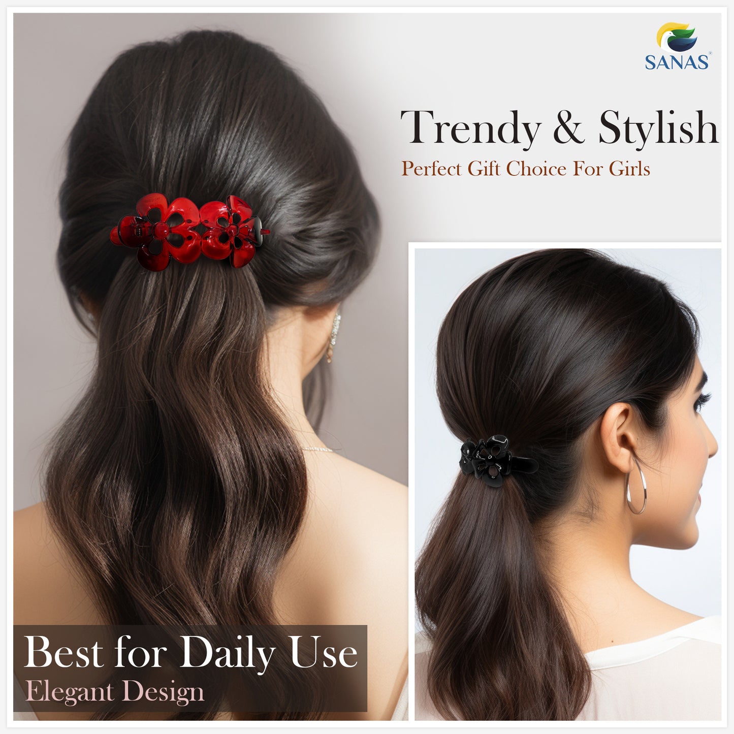 Sanas Korean Hair Clutchers For Women - 4Pcs