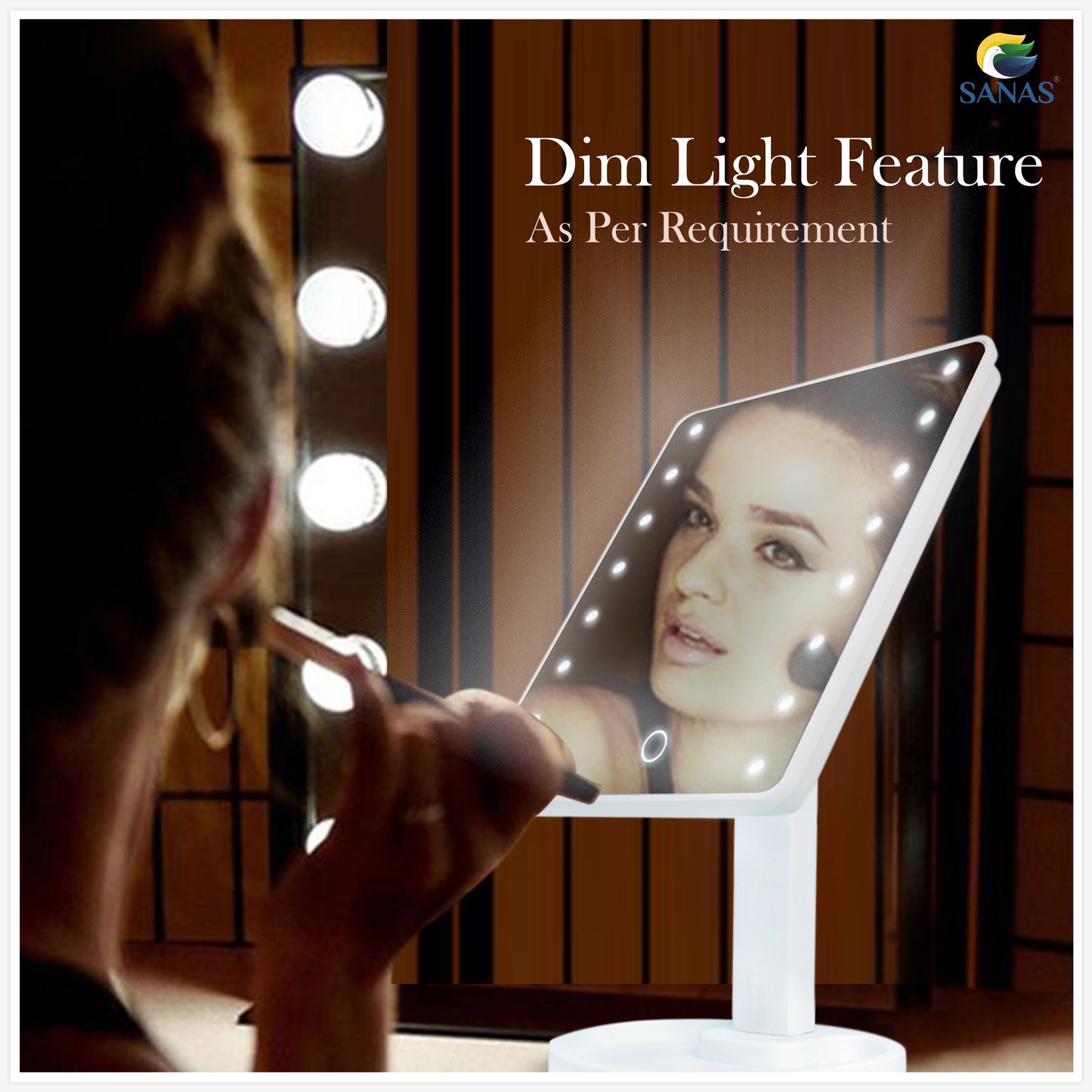 Sanas Makeup Mirror with LED Lights - 1Pc