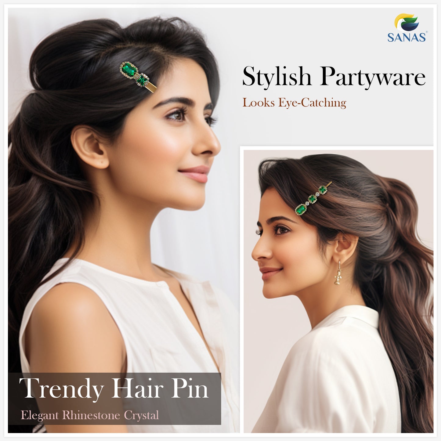 Sanas Rhinestones Decorative Hair Pins - 5Pcs