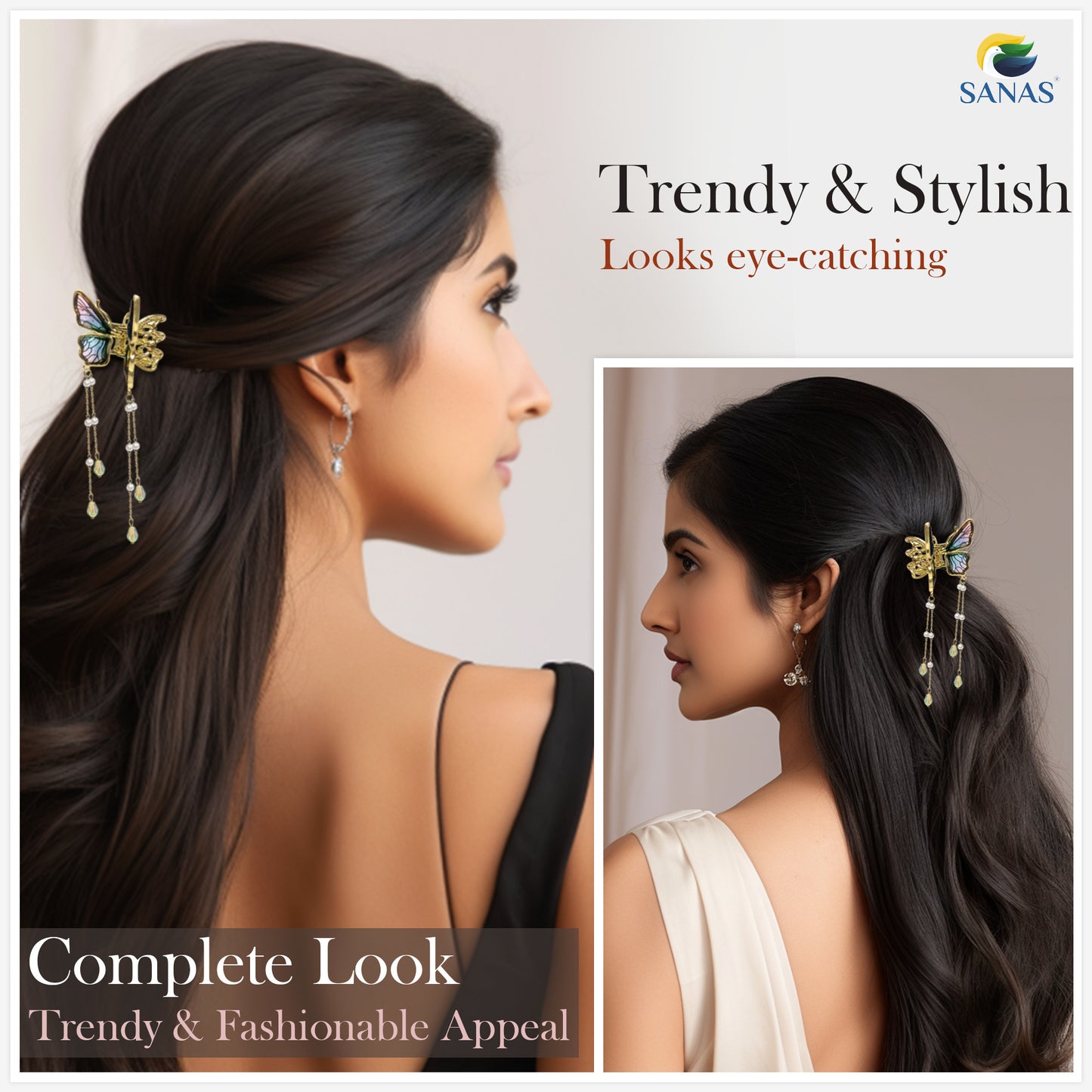 Sanas Resin Tassel Butterfly Hair Clip 1Pc