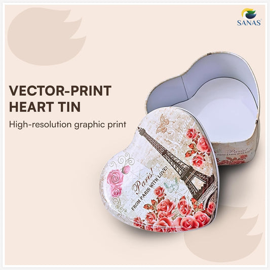 Sanas Heart Shaped Tin Box Storage From Paris With Love Set of 3