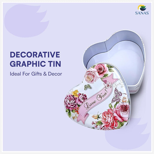 Sanas Heart Shaped Tin Box Storage Love You Tag With Ribbon Set of 3