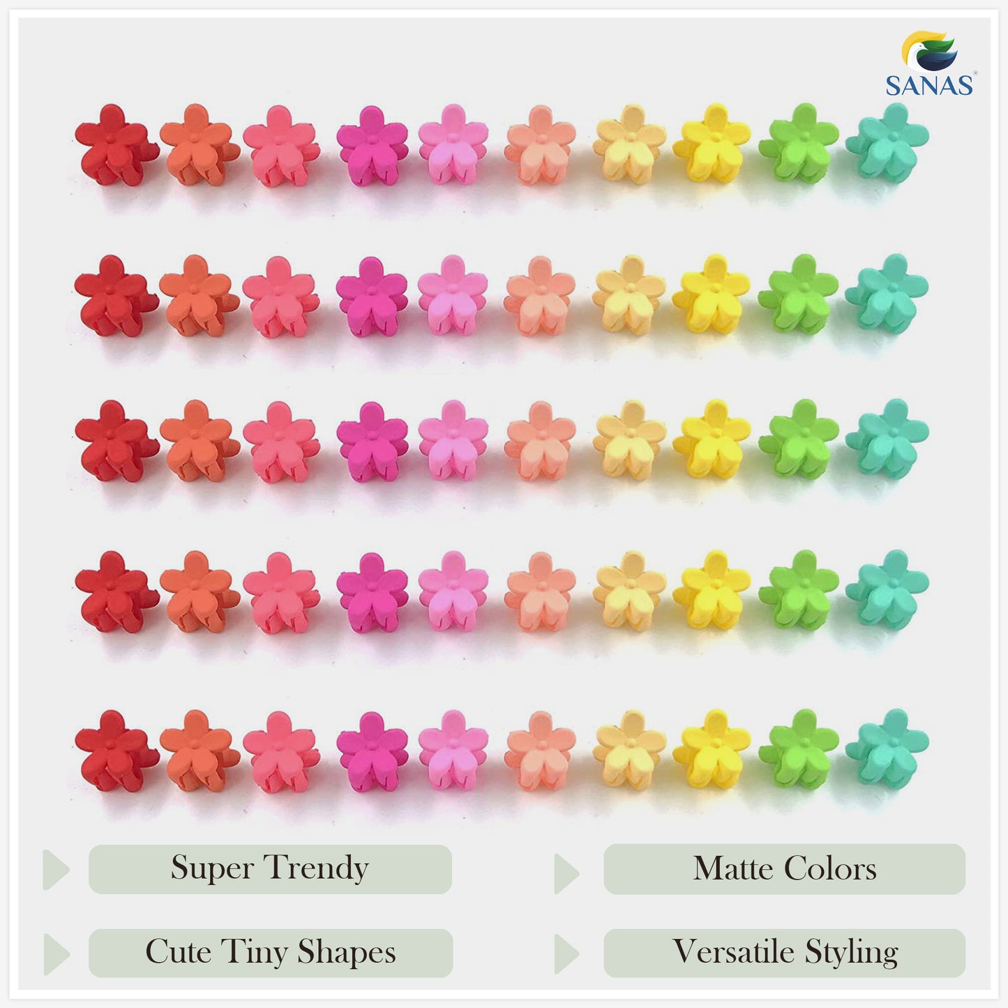 Sanas Mini Flower Small Clips - 30 Pcs