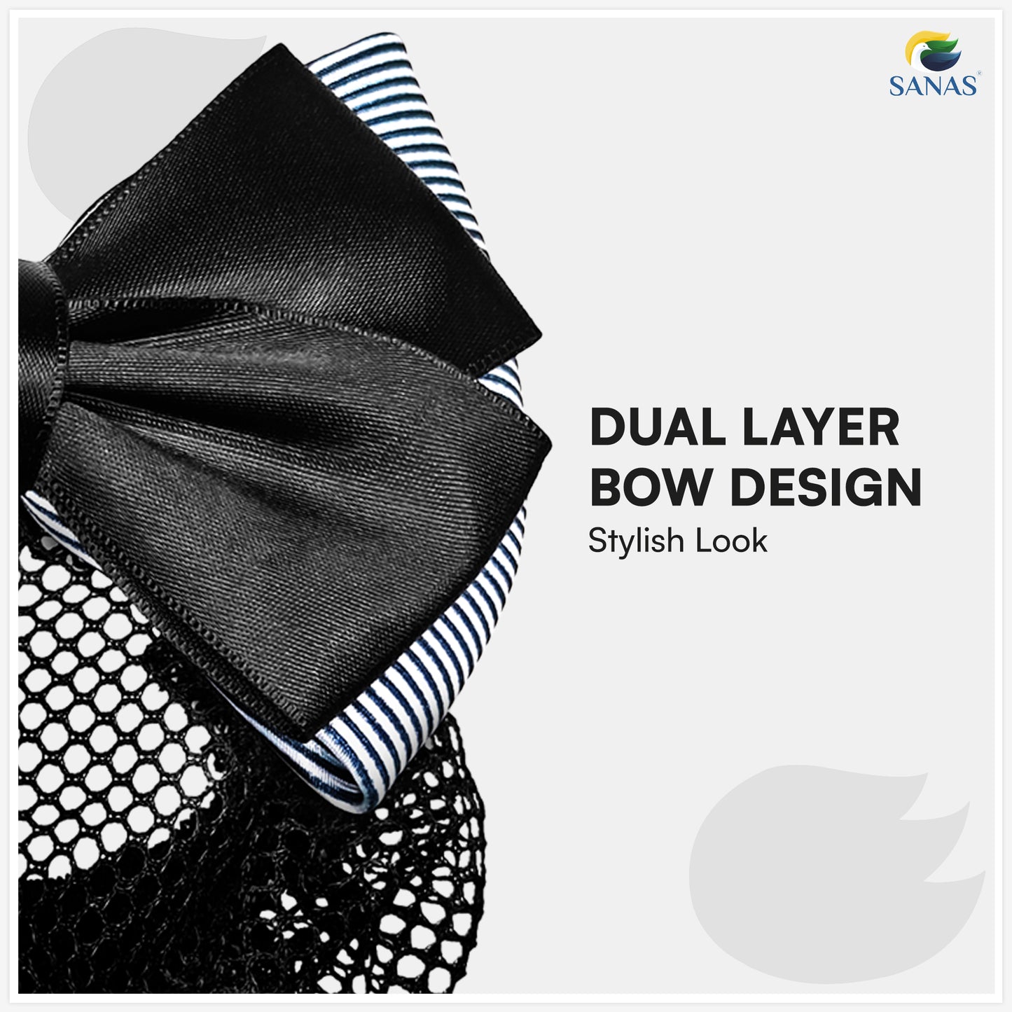 Sanas Blue Barrette Bow Net (Navy Blue) 1 Pc
