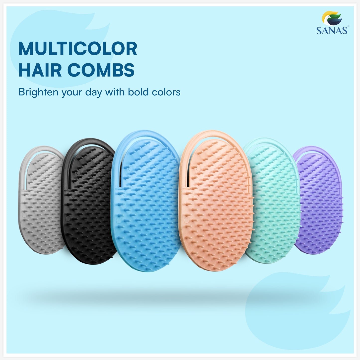 Sanas Portable Hair Palm Comb - 6Pcs