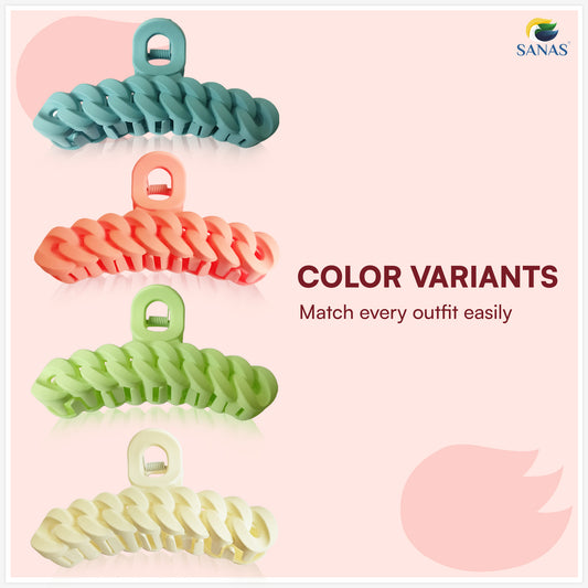 SANAS (4 Pcs) Chain Design Big Hair Claw Hair Accessories for Women (4 Pcs)