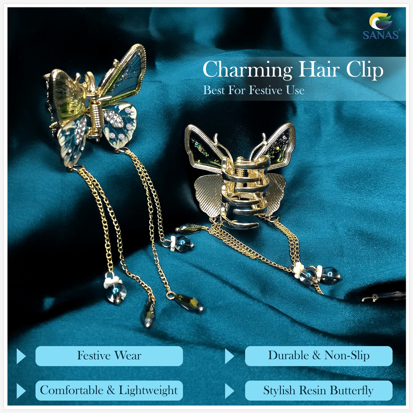 Sanas Resin Butterfly Hair Clip - 1Pc