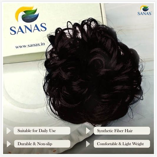 Sanas Rubber Bands Hair Bun Extension Brown - 1Pc