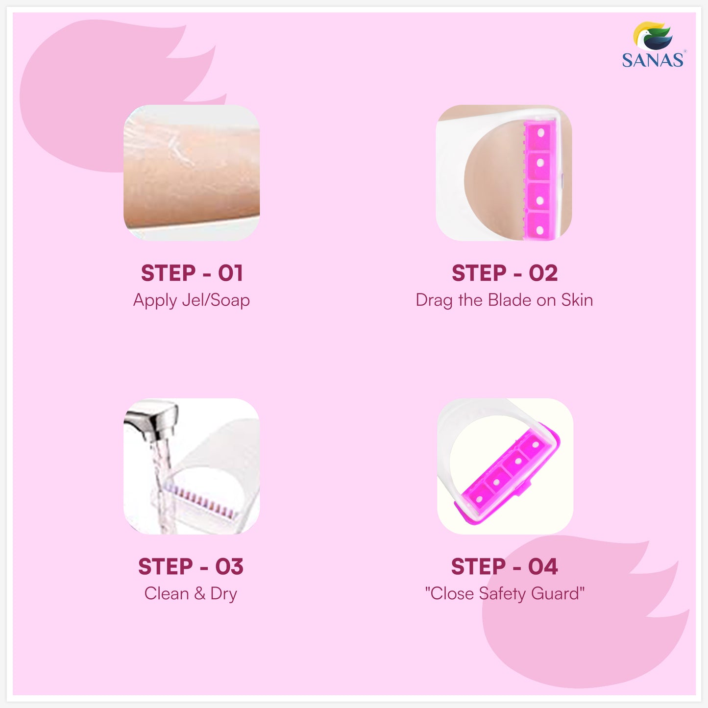 Sanas Women's Disposable Plastic Hair Razor & Bikini Shaving Razor For Women- Pack Of 1 (6 Pcs)B08CC7NPJ5