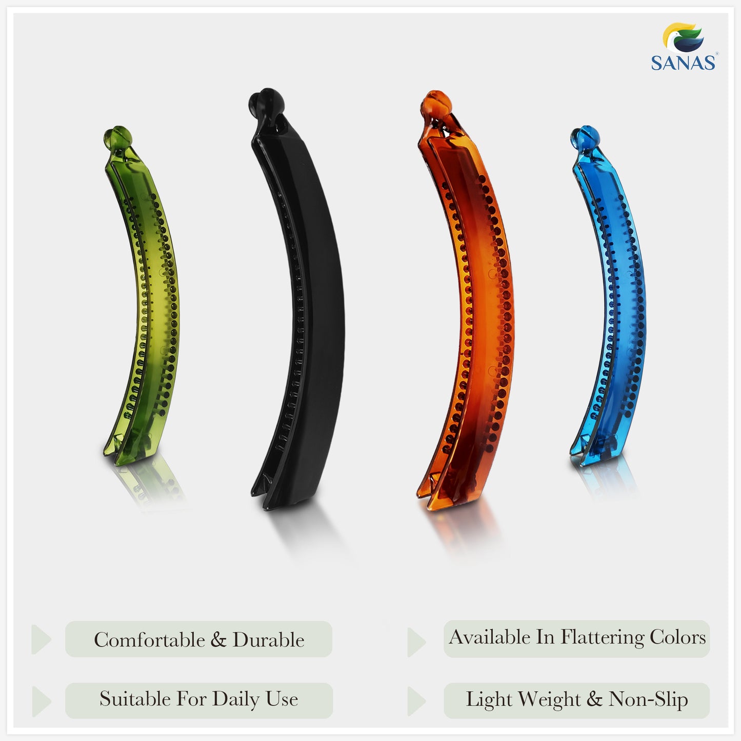 Sanas Korean Hair Accessories Banana Clips - 4Pcs