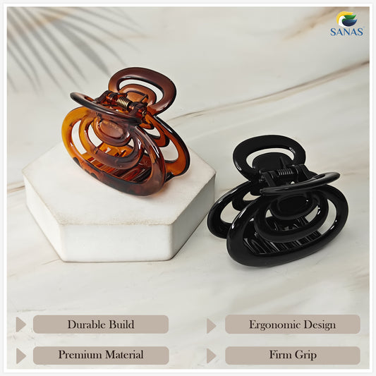 SANAS (4 Pcs) Acrylic Hair Clips Medium Trendy Non Slip Claw Clips Hair Accessories for Women (4 Pcs)