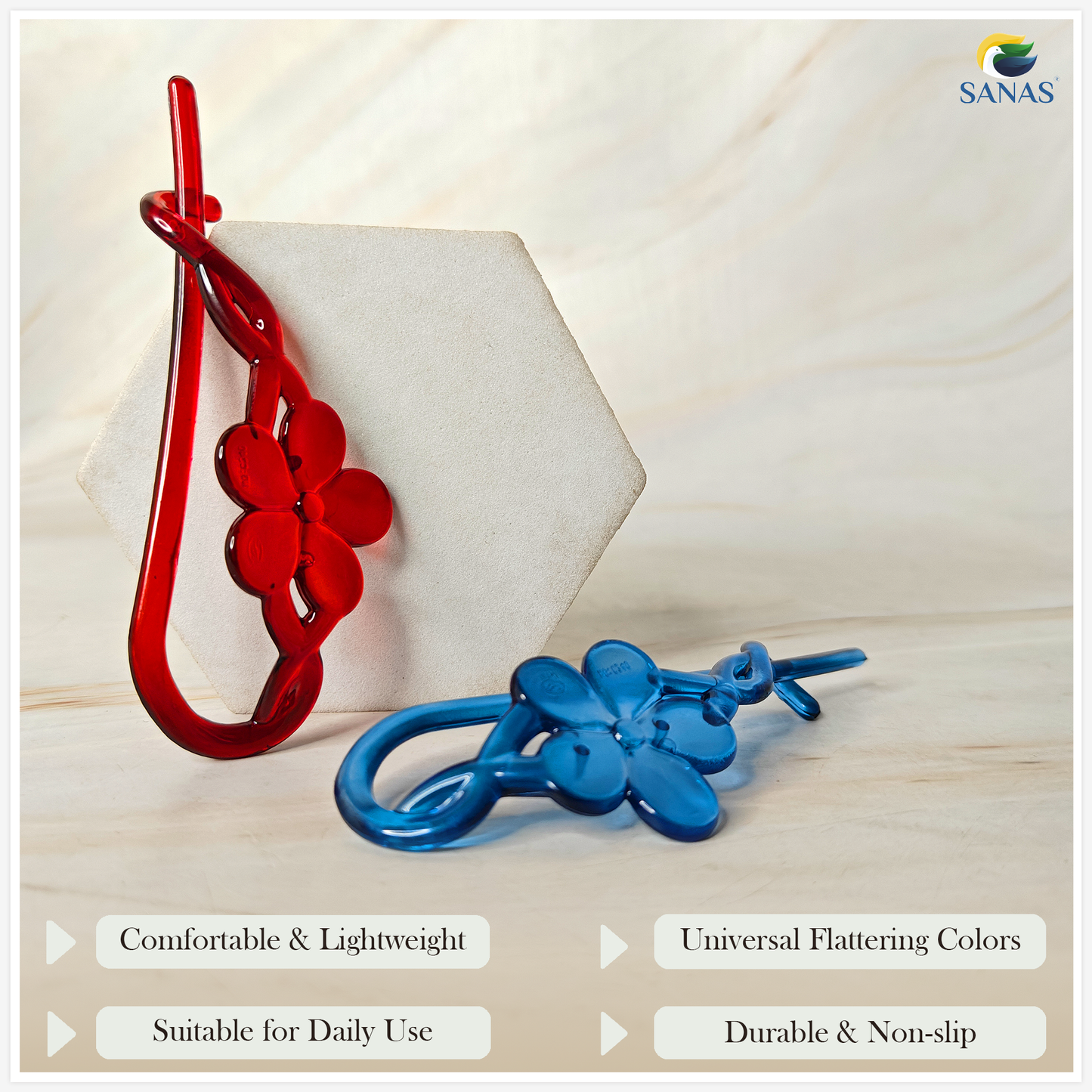 Sanas Flower Twisted Hair Clip - 4Pcs