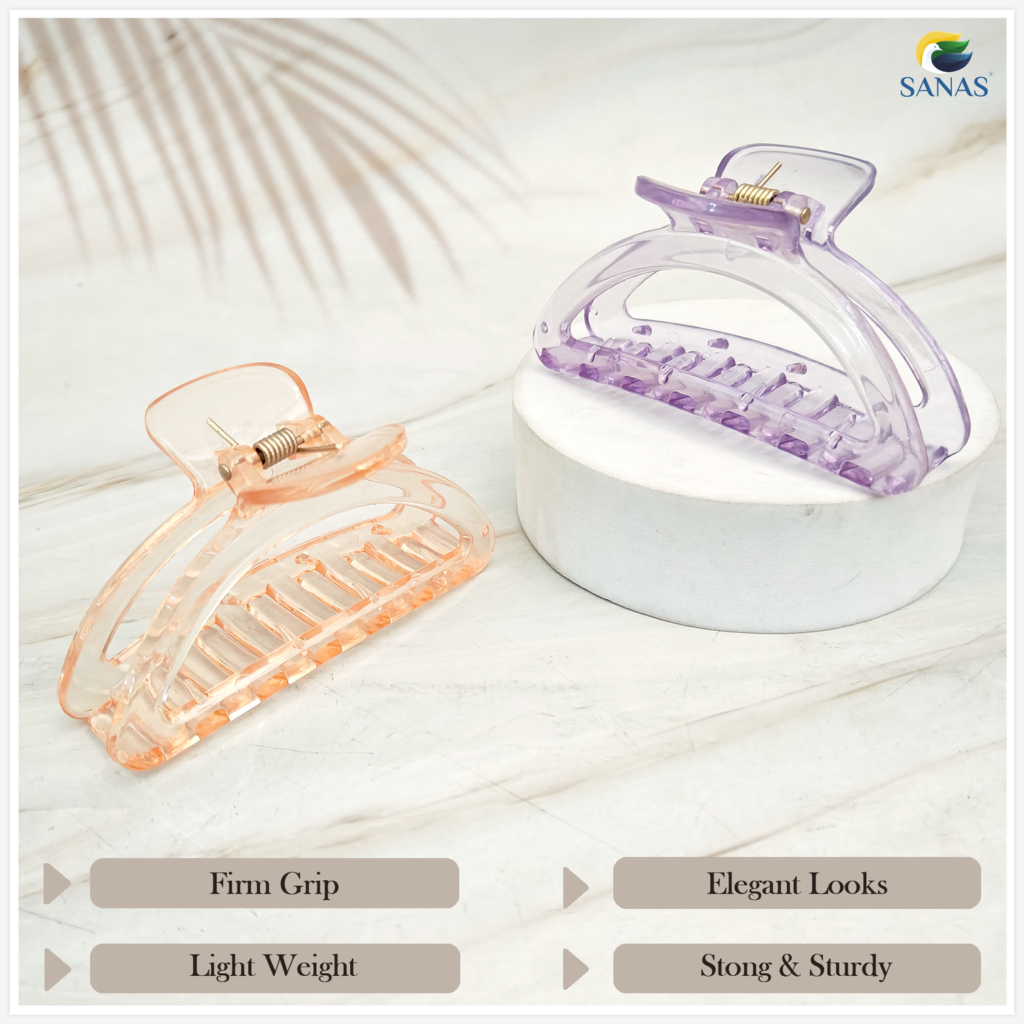 Sanas Butterfly Transparent Den Claw Clips - 3Pc