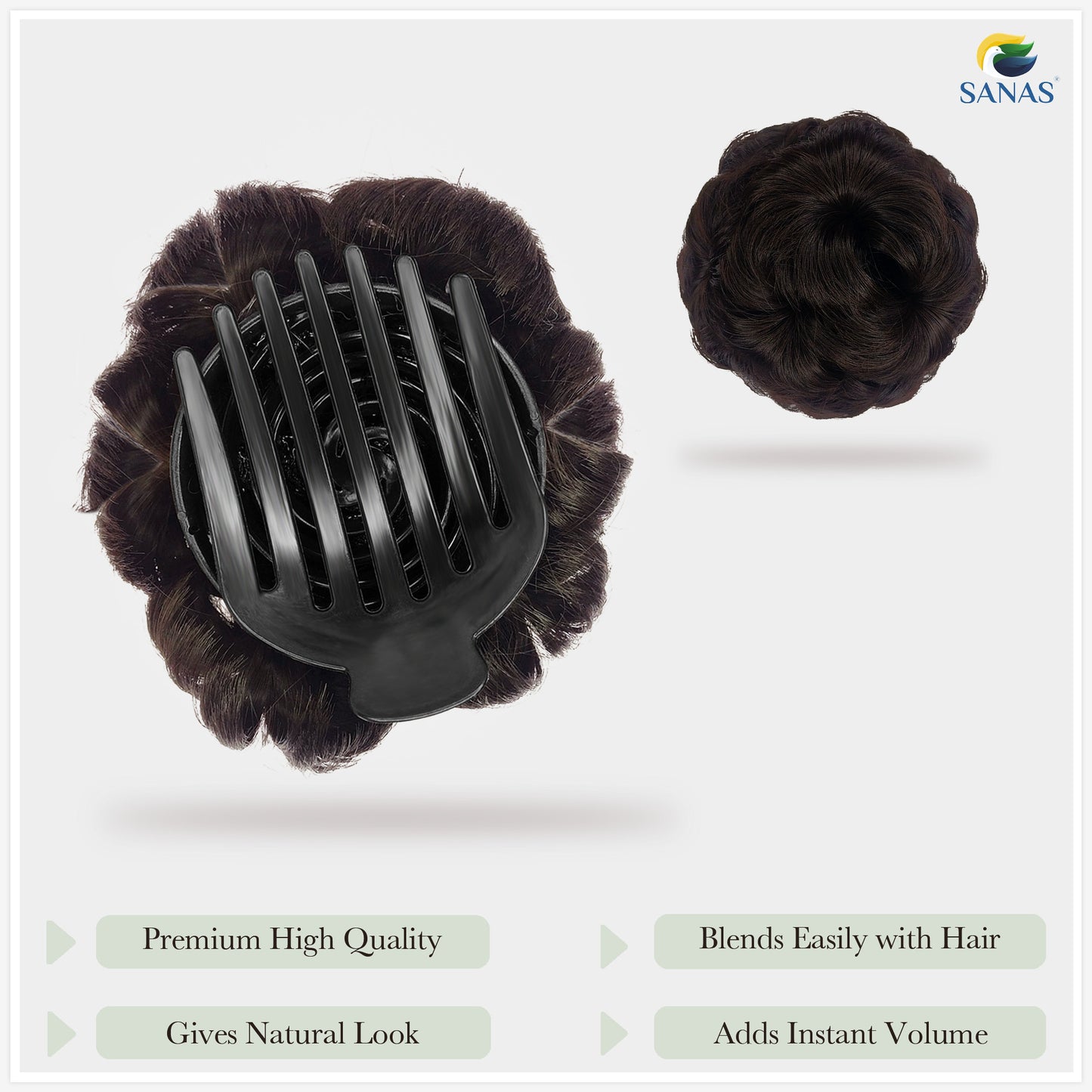 Sanas Brown Bun Clip Hair Extension - 1Pc