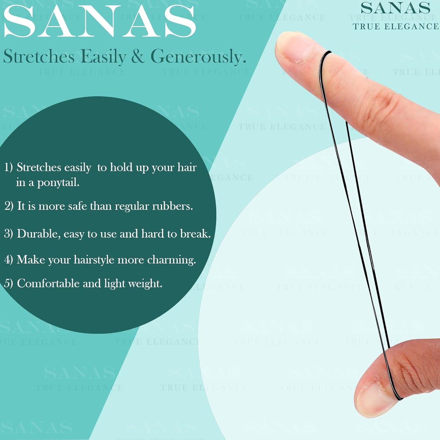 Sanas Medium Elastic Rubber Bands - 1100PCS (Black)