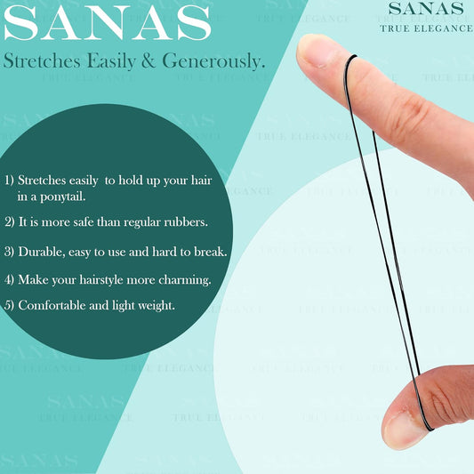 Sanas Medium Elastic Rubber Bands - 1100PCS (Black)