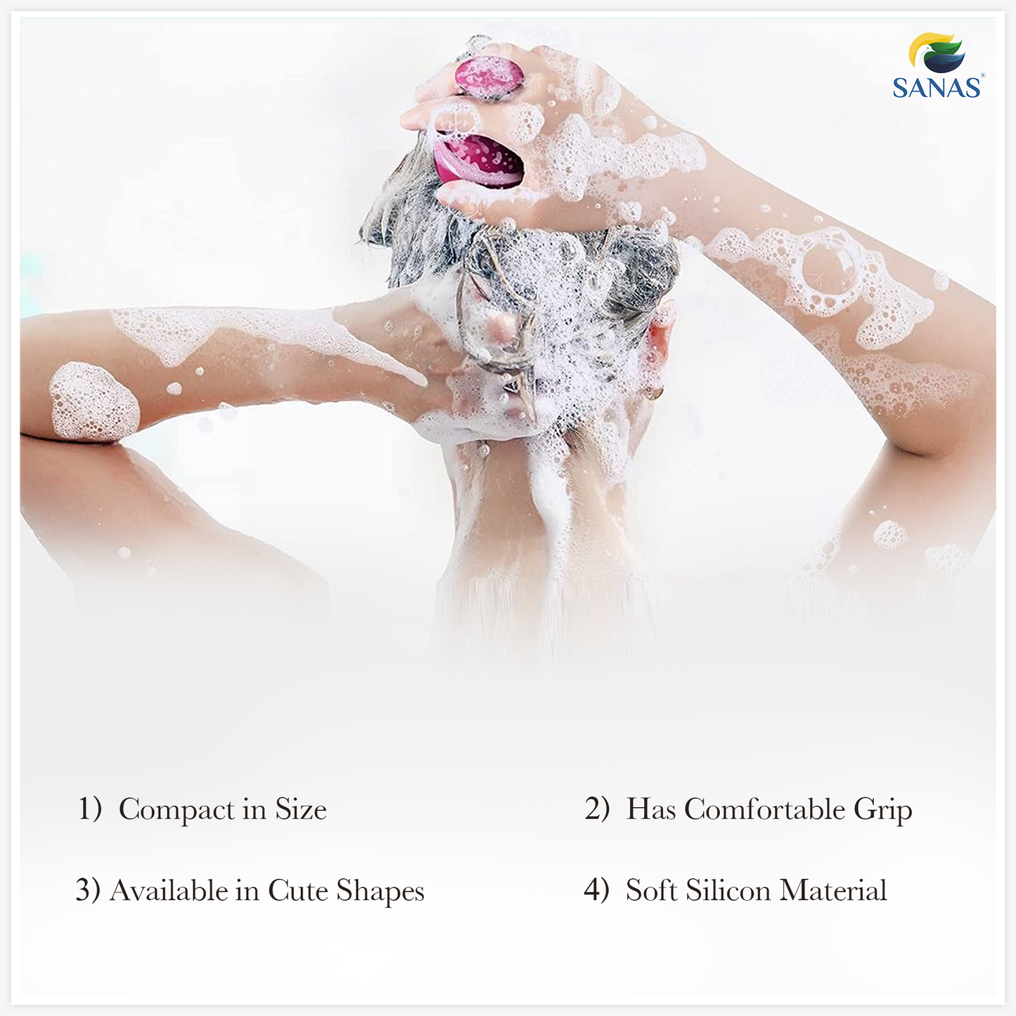 Sanas Scalp Scrub Shampoo Brush - 3Pcs