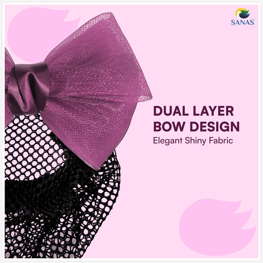 Sanas Hair Clip Juda Net For Women Shiny Purple Mesh Pattern (1Pc)