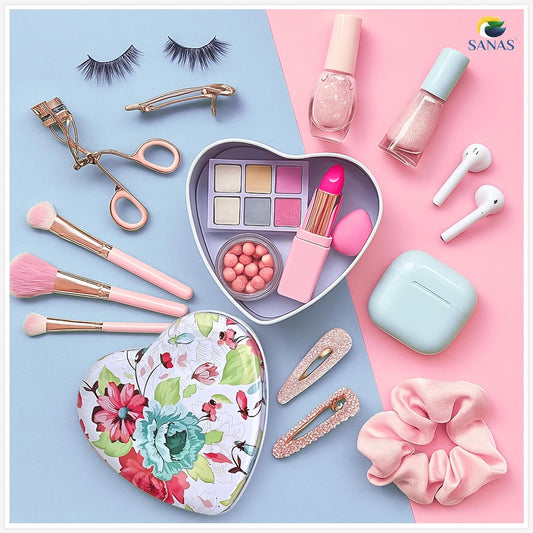 Sanas Heart Shaped Tin Box Storage Floral Full Print Set of 3