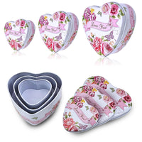 Sanas Heart Shaped Tin Box Storage Love You Tag With Ribbon Set of 3