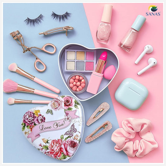 Sanas Heart Shaped Tin Box Storage Love You Tag With Ribbon Set of 3