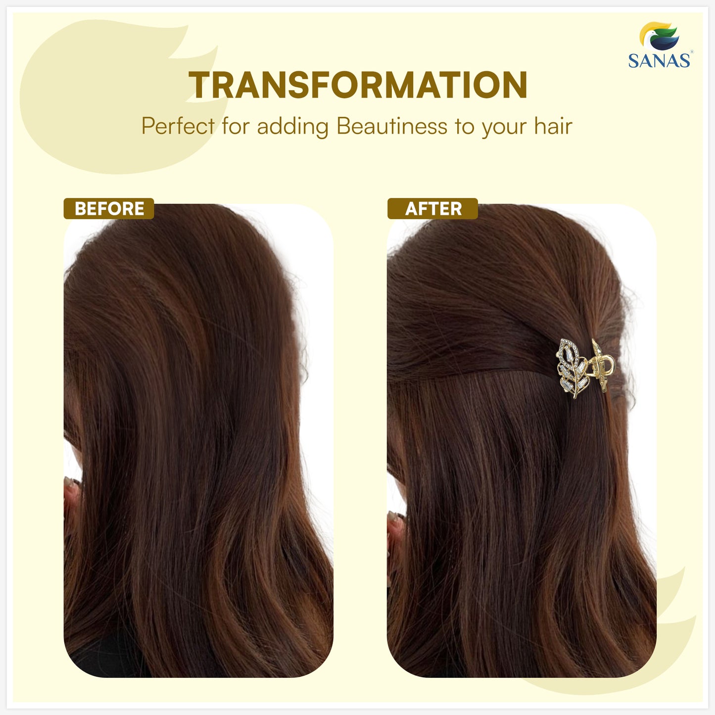 Sanas Mini Leaf Diamond Hair Clip 1 Pc