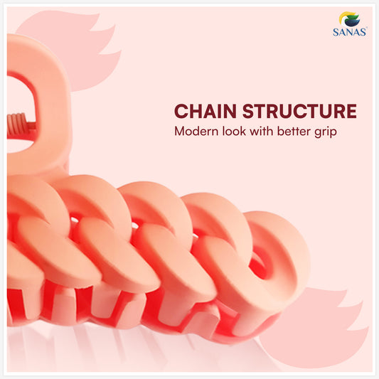 SANAS (4 Pcs) Chain Design Big Hair Claw Hair Accessories for Women (4 Pcs)