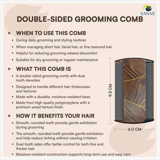 Sanas Comb Set For Women (7Pcs) Wood-Like Plastic Wooden Comb