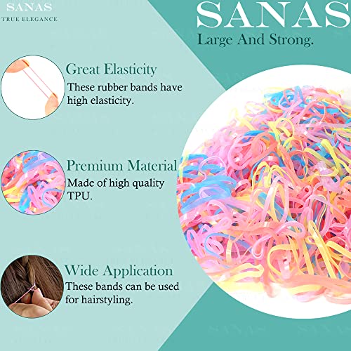 Sanas Mini Elastic Pastel Rubber Bands - 1100Pcs