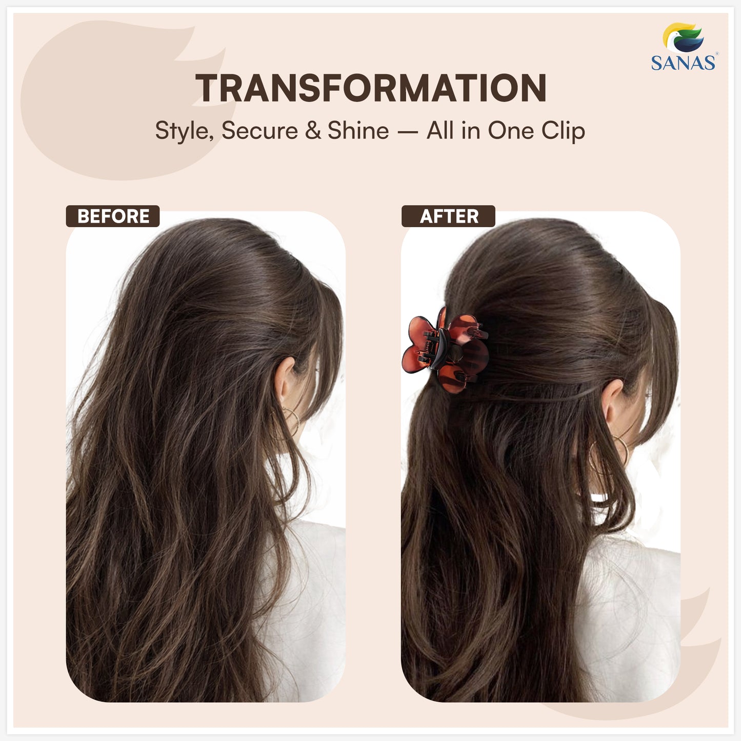 SANAS (3 Pcs) Flower Hair Clips Stylish Clutchers Claw Clips Hair Accessories for Women and Girls Mixed Shade Set (3 Pcs)