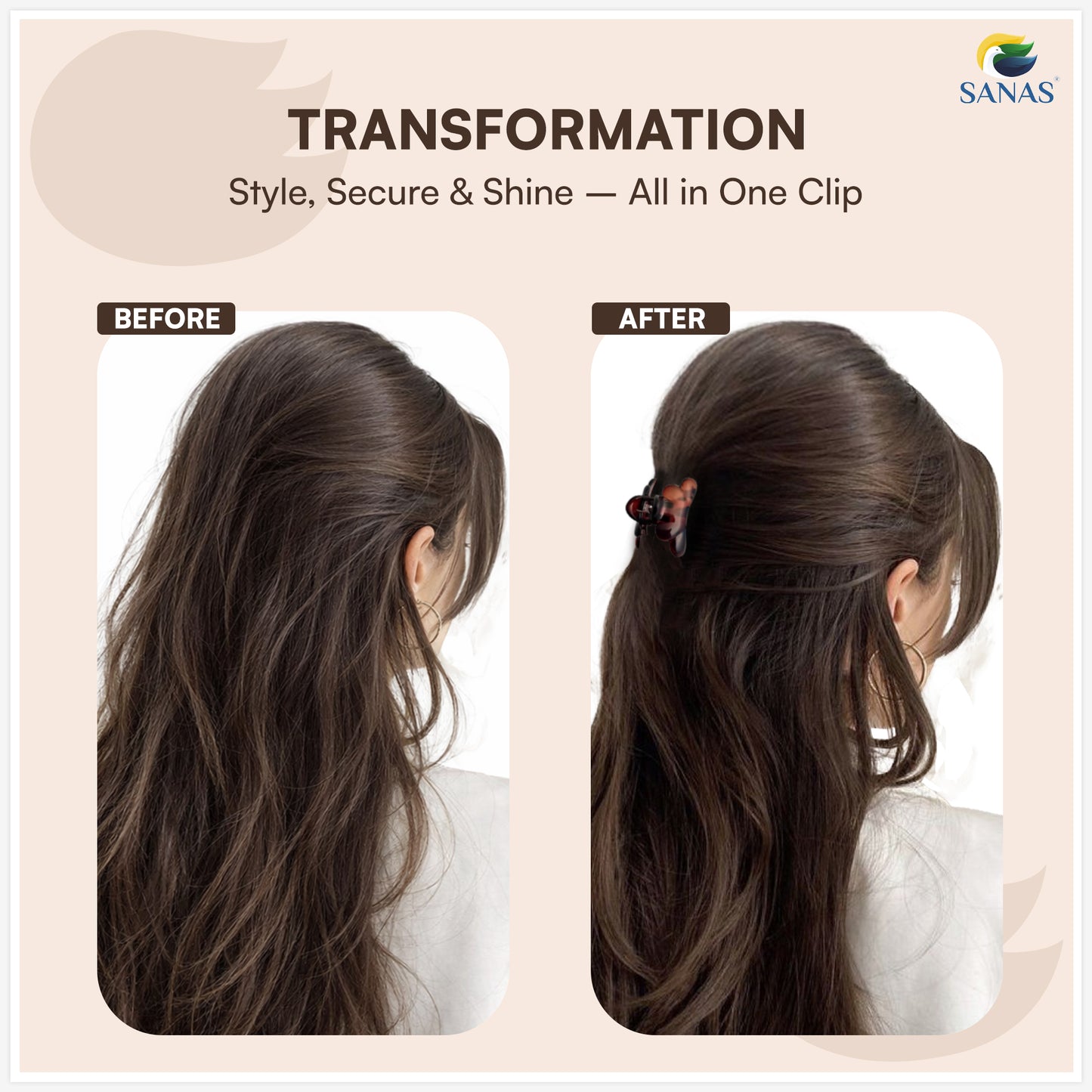 SANAS (4 Pcs) Small Hair Claw Clips Stylish Aesthetic Clutchers Cute Hair Accessories for Women and Girls Versatile 4 Shades (4 Pcs)